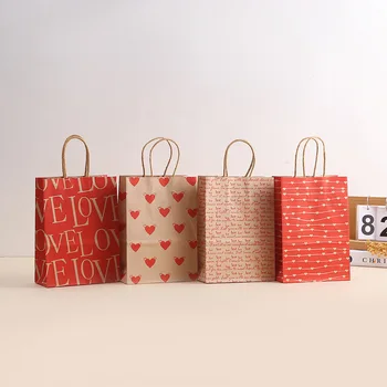 10шт крафт-бумажных пакетов для упаковки подарков на День Святого Валентина с HD-принтом, подарочных пакетов для подарков на праздничную вечеринку