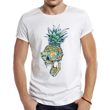 2023 Мужская новая летняя футболка с рисунком ананаса с коротким рукавом, крутые топы с принтом, хипстерская футболка