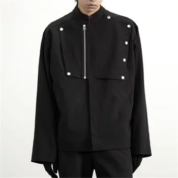 2023 новый модный бренд, весенне-осенняя свободная повседневная куртка со стоячим воротником, хипстерская мужская поддельная модная куртка-двойка, блузка против морщин