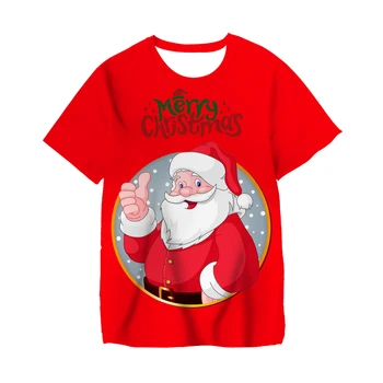2023 Рождественская футболка с уличным 3D принтом, мужская, женская и повседневная одежда в стиле хип-хоп с круглым вырезом и коротким рукавом