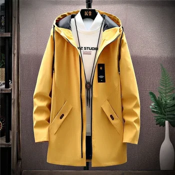 2024 Весна и Осень, Новая Мужская Классическая мода В Длинной Ветровке, Мужское Повседневное Свободное Высококачественное пальто Большого размера M-5XL