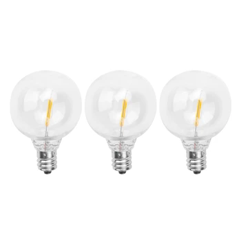 3 шт. сменных светодиодных ламп G40, винтовой цоколь E12, небьющиеся светодиодные лампы-глобусы для солнечных гирлянд, теплый белый