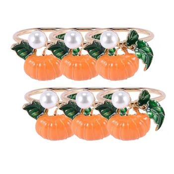 6шт кольцо для салфеток в тыкве на Хэллоуин, День благодарения, модель набора для комнаты, кнопка для настольных салфеток, тематическое кольцо для салфеток на тему урожая