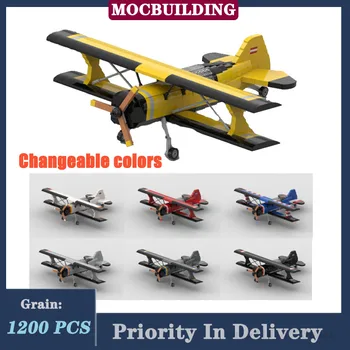 MOC City Модель Биплана Building Block Assembly DIY Самолет Игрушки Для Мальчиков Коллекция Подарков На День Рождения