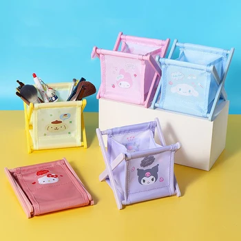 Sanrio Kawaii Hello Kitty Коробка Для Хранения Cinnamoroll My Melody Kuromi Мультфильм Милая Складная Полка Ins Аниме Настольная Коробка Для Хранения Подарок