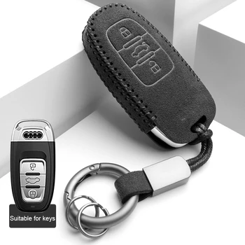 Алькантара Автомобильный Пульт Дистанционного Управления Smart Key Case Cover Shell Брелок Для Audi A1 A3 A4 A5 A6 A7 A8 Quattro Q3 Q5 Q7 2009-2015 Аксессуары