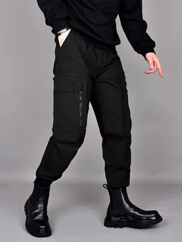 Брюки, мужская корейская версия для хай-стрит, облегающий комбинезон с множеством карманов, осенние повседневные брюки Harun