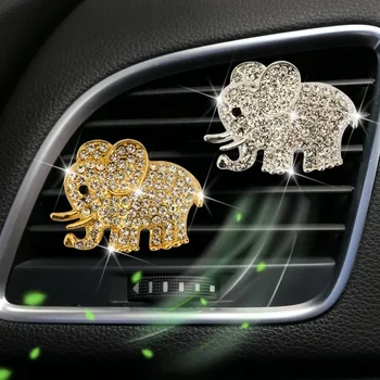 Взрывоопасный Металлический Бриллиантовый автомобиль-слон Парфюмерный Хрустальный автомобиль Благоприятный Автомобильный розетка для благовоний Elephant