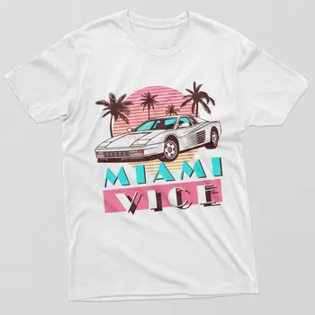 Винтажная ретро-рубашка Miami Vice, рубашка Miami Beach, винтажная футболка Miami Florida