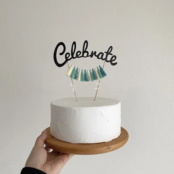 Вставка для торта на день рождения, вставка для торта с надписью кисточкой в корейском стиле, украшение детского торта на День рождения для праздничной вечеринки