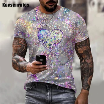 Горячая распродажа, Летняя модная Мужская футболка с красочным блестящим 3D-принтом, унисекс, Повседневные Модные топы оверсайз с коротким рукавом