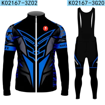 Комплект из джерси для велоспорта, мужской топ с длинным рукавом и комплект брюк, велосипедная одежда с синим принтом, велосипедная одежда Maillot Ropa Ciclismo