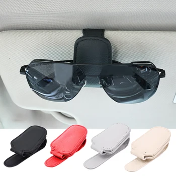 Магнитный кожаный держатель для очков для солнцезащитного козырька автомобиля, зажим для вешалки для солнцезащитных очков для автомобиля SUV, аксессуары для интерьера автомобиля