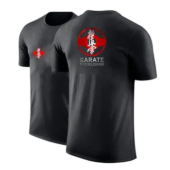 Модная мужская футболка с круглым вырезом и принтом для киокушинкай Карате, летняя спортивная Свободная Удобная дышащая уличная одежда
