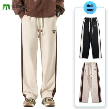 Мужские повседневные брюки с эластичной резинкой на талии, свободного покроя, Длинные брюки, Прямые Широкие брюки, повседневные спортивные Длинные брюки ZX-K303
