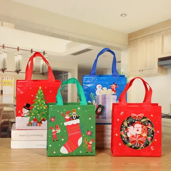 Нетканые сумки, пакеты для подарочной упаковки, разные цвета, цветная печать, ламинирование, пакеты для конфет, Рождественские принадлежности, сумки для украшений.