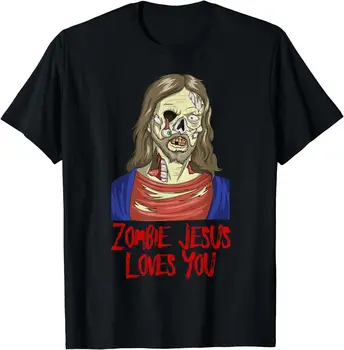 Новый лимитированный зомби Иисус любит тебя -забавная футболка на Хэллоуин