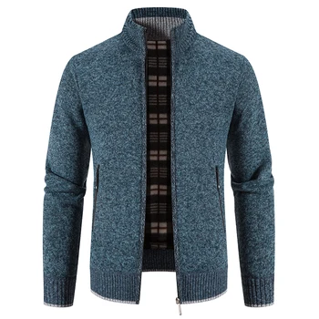 Новый мужской свитер пальто Лоскутная мужская мода кардиган вязаный свитер куртка slim fit стенд воротник теплый кардиган пальто мужчины