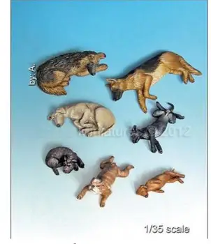 Новый Разобранный 1/35 набор животных # Собаки Щенки Набор смолы DIY Игрушки Неокрашенная модель смолы