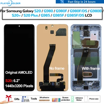 Оригинальный AMOLED Для Samsung Galaxy S20 G980 G980F S20 + S20 Plus G985 Pantalla ЖК-дисплей С Сенсорной панелью и Цифровым Преобразователем Экрана В Сборе