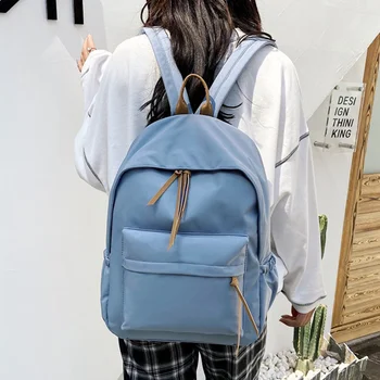 Повседневный нейлоновый женский рюкзак большой емкости, однотонный рюкзак, женская сумка для ноутбука, школьные сумки для девочек-подростков, дорожные