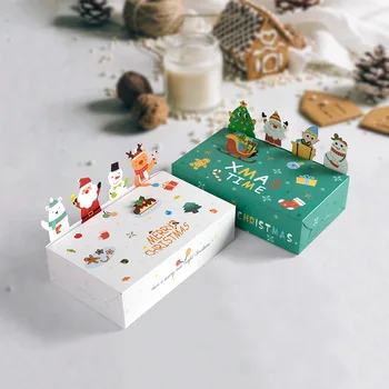 Рождественская вечеринка, 3D упаковка, Подарочная коробка, картонное животное, милые конфеты, бисквитный торт, Складная коробка, 10 шт./упак. кухонный реквизит для выпечки