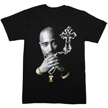 Футболка 2Pac Smoke Cross Urban Rap Хип-хоп рэпера Тупака Шакура из 100% хлопка с круглым вырезом, летняя повседневная мужская футболка с коротким рукавом